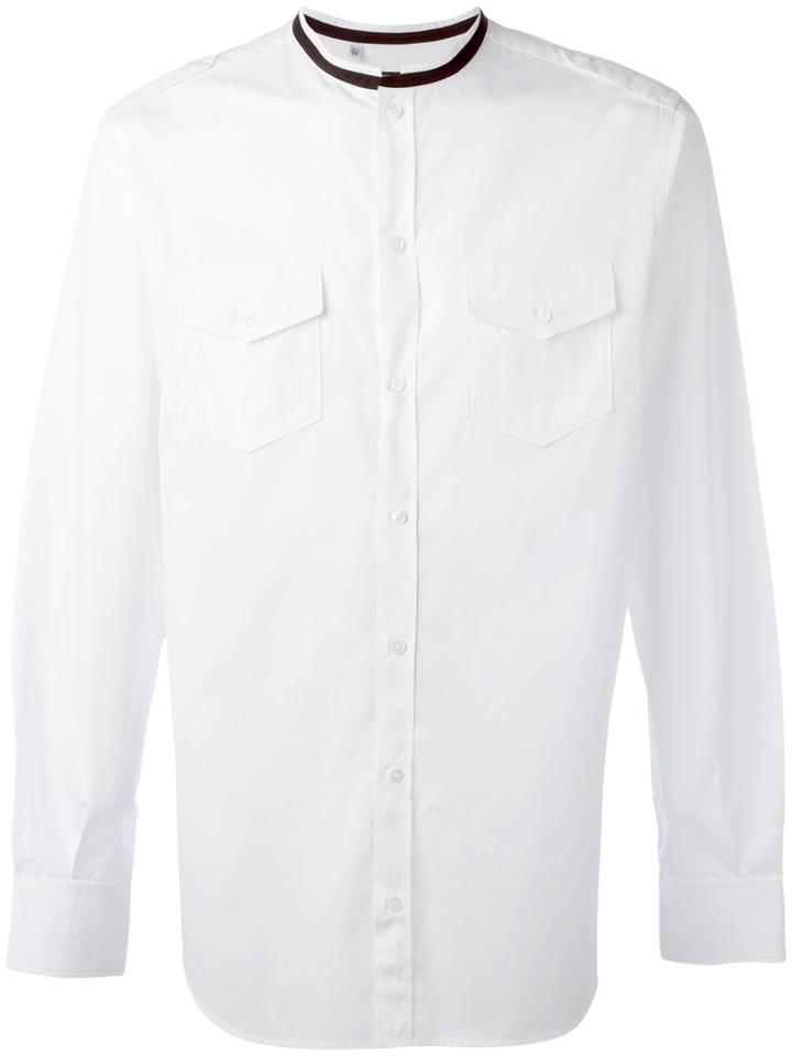 Dolce & Gabbana Contrast Collar Shirt, Men's, Size: 39, White, Cotton