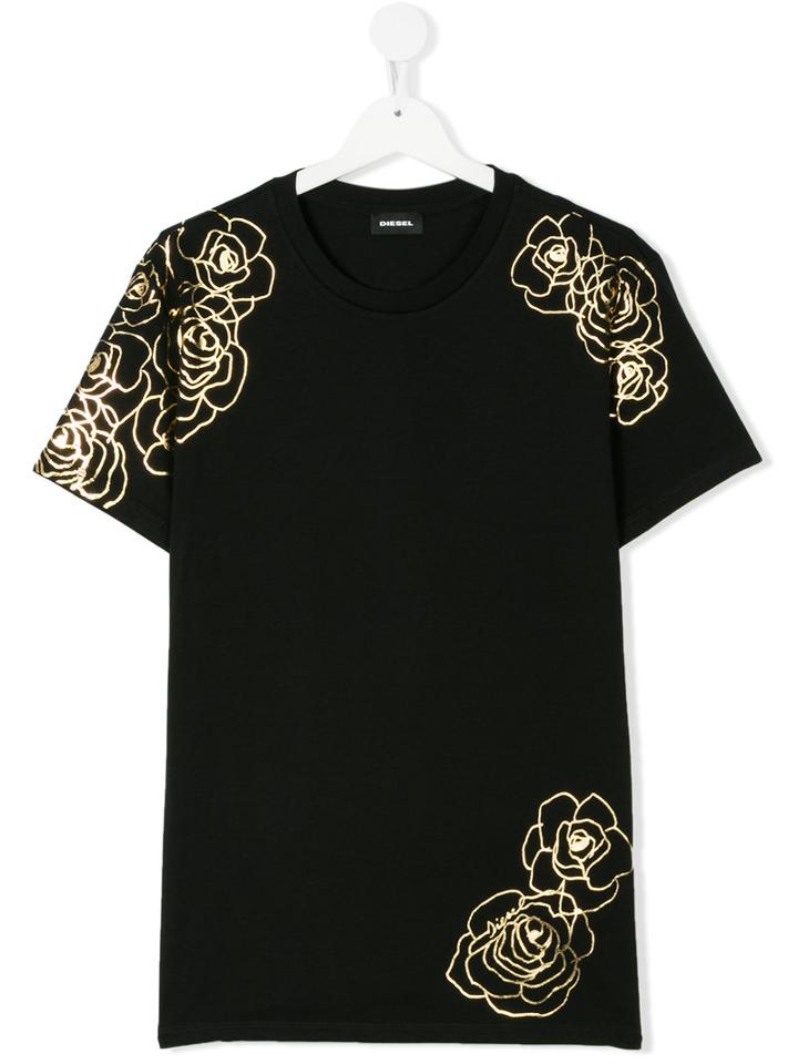 Diesel Kids - Printed T-shirt - Kids - Cotton - 16 Yrs, Black