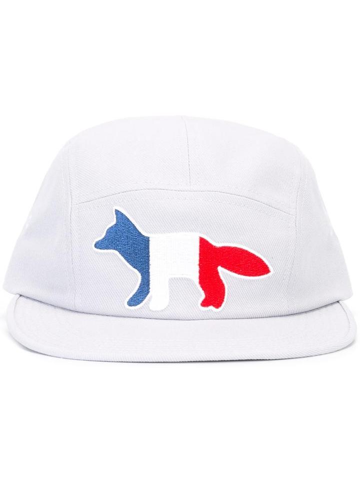 Maison Kitsuné Embroidered Fox Baseball Cap, Men's, Grey, Cotton/polyester