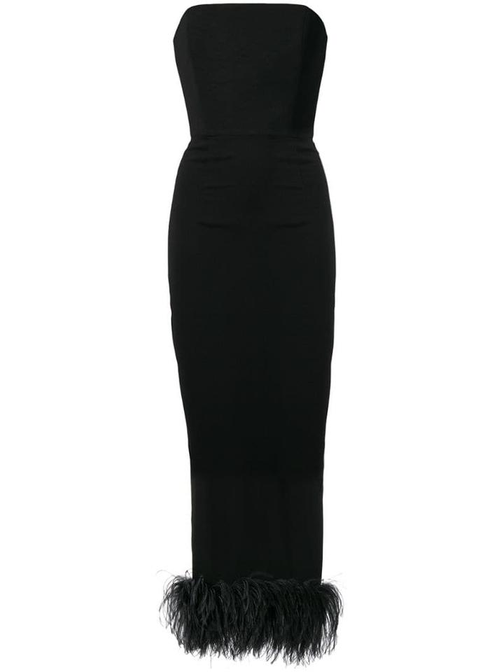 16arlington Feather Embellished Strapless Dress - Black