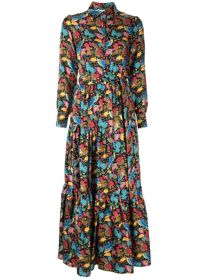 La Doublej Dragon Flower Print Shirt Dress - Multicolour