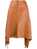 Loewe Asymmetric Leather Skirt - Brown