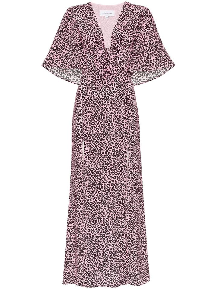 Les Reveries Leopard Printed Silk Maxi Dress - Pink Leopard