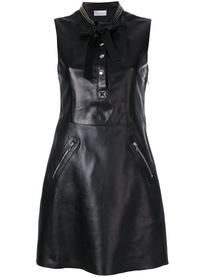 Red Valentino Flared Studded Collar Dress - Black