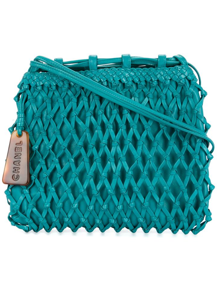 Chanel Vintage Braid Cc Shoulder Bag - Blue
