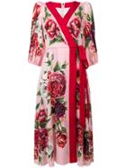 Dolce & Gabbana Floral Wrap Dress - Pink & Purple