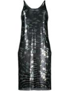 Paco Rabanne Flroal Print Metal Dress, Women's, Size: 36, Black, Metal