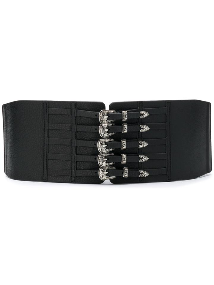 B-low The Belt Embossed Buckle Corset Belt - Black