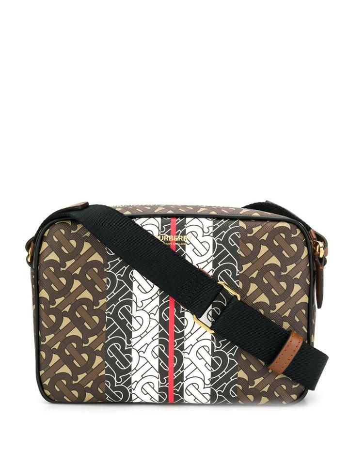 Burberry Monogram Stripe Shoulder Bag - Brown