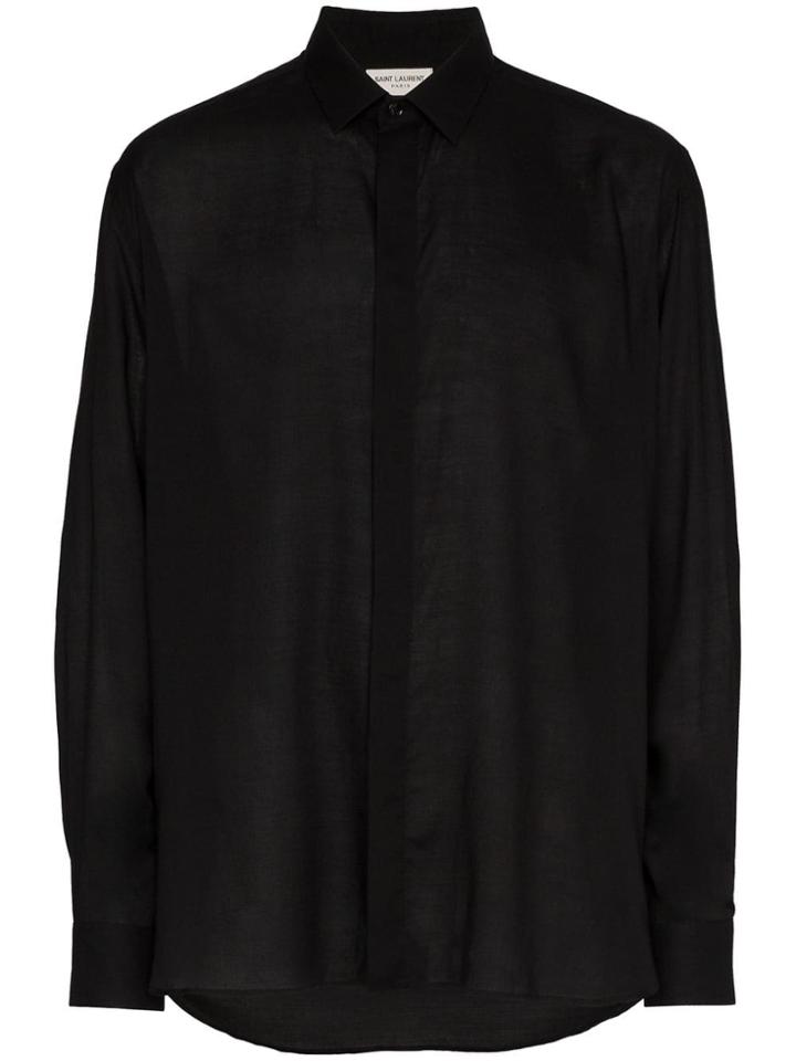 Saint Laurent Step Hem Button Down Shirt - 1000 Black