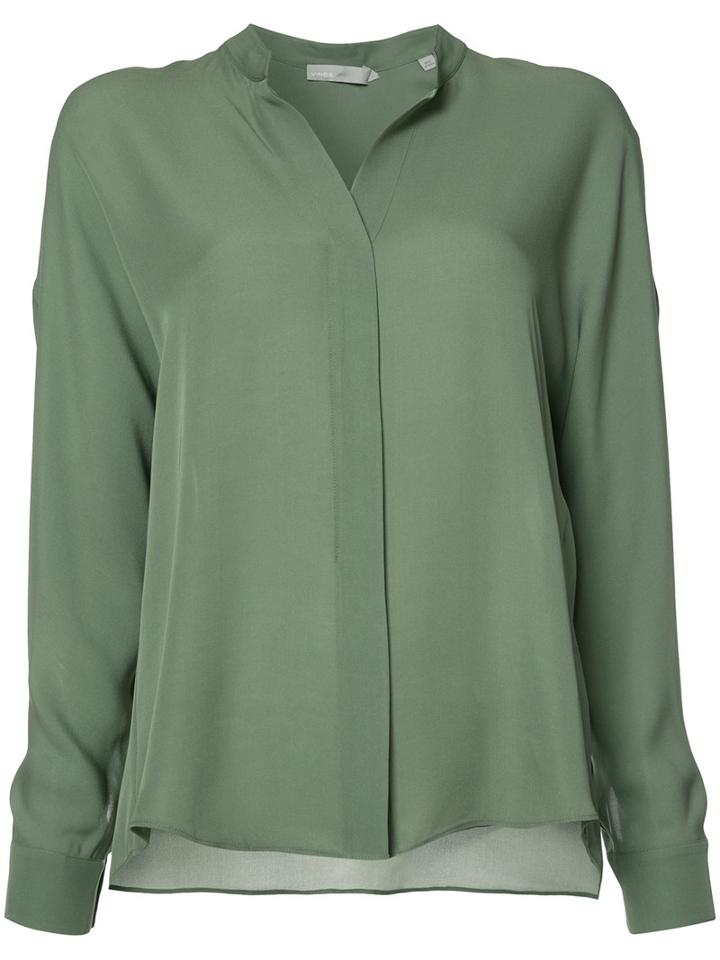 Vince V-neck Shirt, Women's, Size: 0, Green, Silk