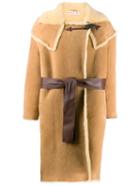 Marni Belted Shearling Coat - Neutrals