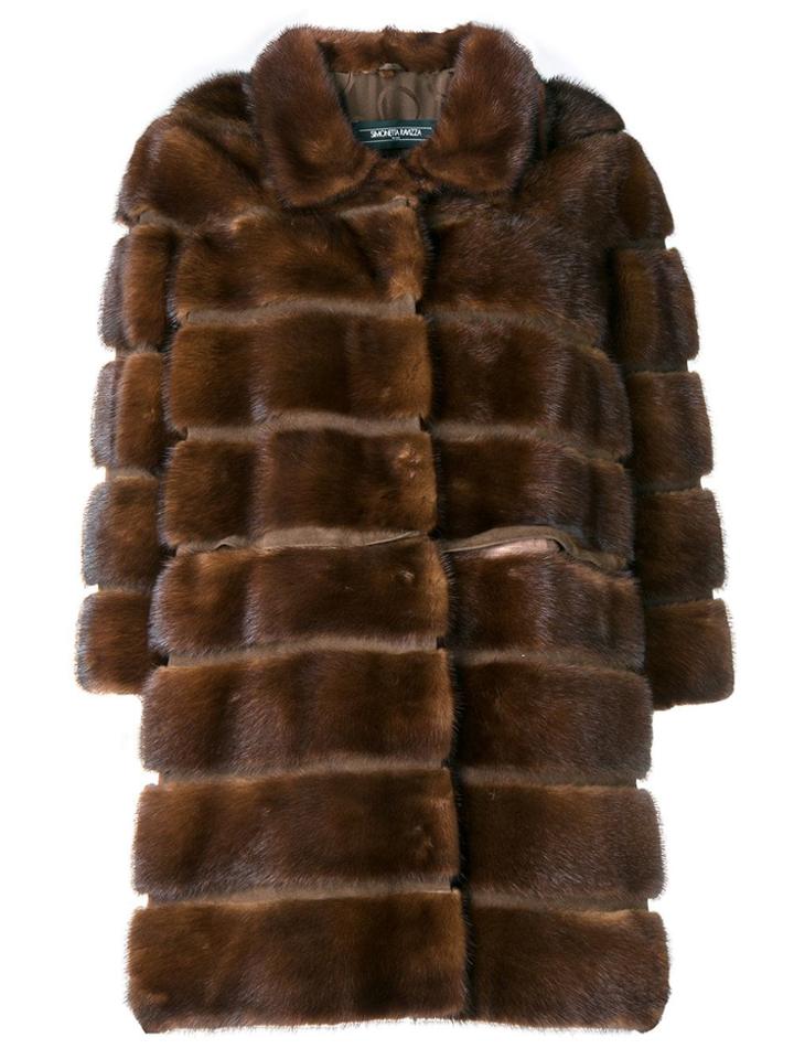 Simonetta Ravizza Midi Fur Coat - Brown