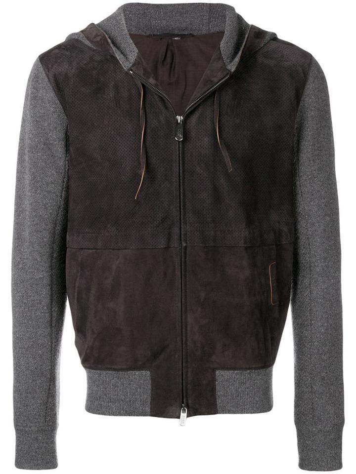 Ermenegildo Zegna Xxx Contrast Panels Knitted Jacket - Brown