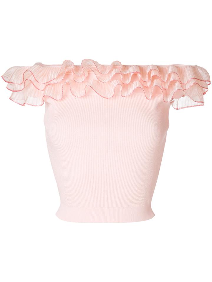 Alexander Mcqueen Ruffle Trim Knitted Top - Pink & Purple