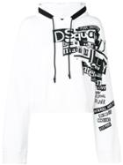 Dsquared2 Logo Print Cropped Hoodie - White