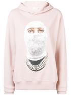 Ih Nom Uh Nit Face Printed Hoodie - Pink