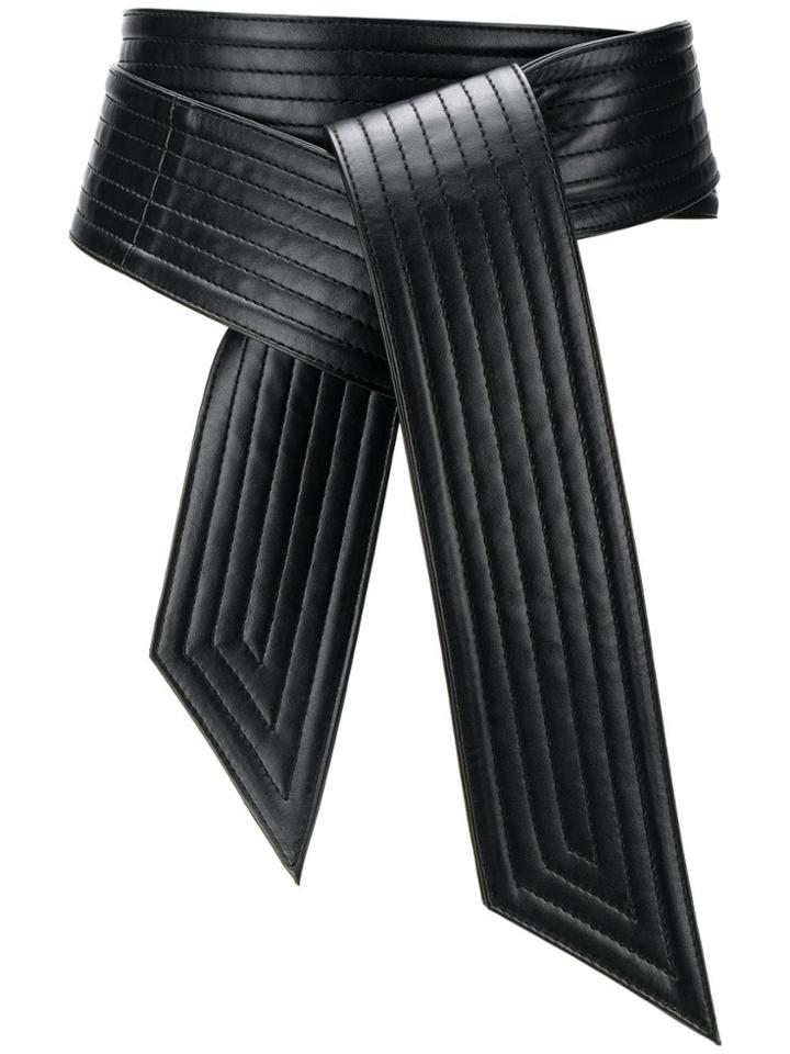 Stella Mccartney Stitch-detail Tied Belt - Black