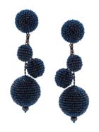 Oscar De La Renta Triple Beaded Ball Earrings - Blue