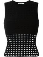 T By Alexander Wang Perforated Tank Top, Women's, Size: Large, Black, Polyester/rayon/spandex/elastane