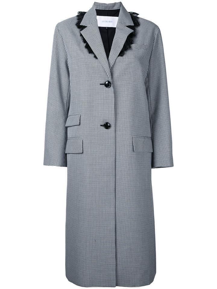 Le Ciel Bleu - Gingham Chester Coat - Women - Polyester/rayon - 36, Black, Polyester/rayon