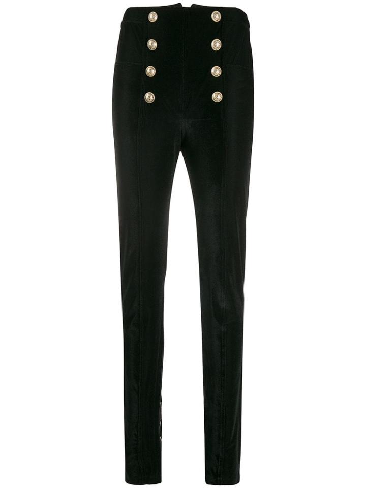 Balmain High-waist Velvet Trousers - Black
