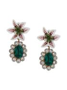 Dolce & Gabbana Floral Crystal Stud Earrings - White