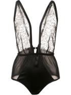 Fleur Du Mal 'rose' Lace Tie Bodysuit, Women's, Size: Xs, Black, Silk