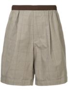 Kolor Beacon Checked Pleated Shorts - Brown