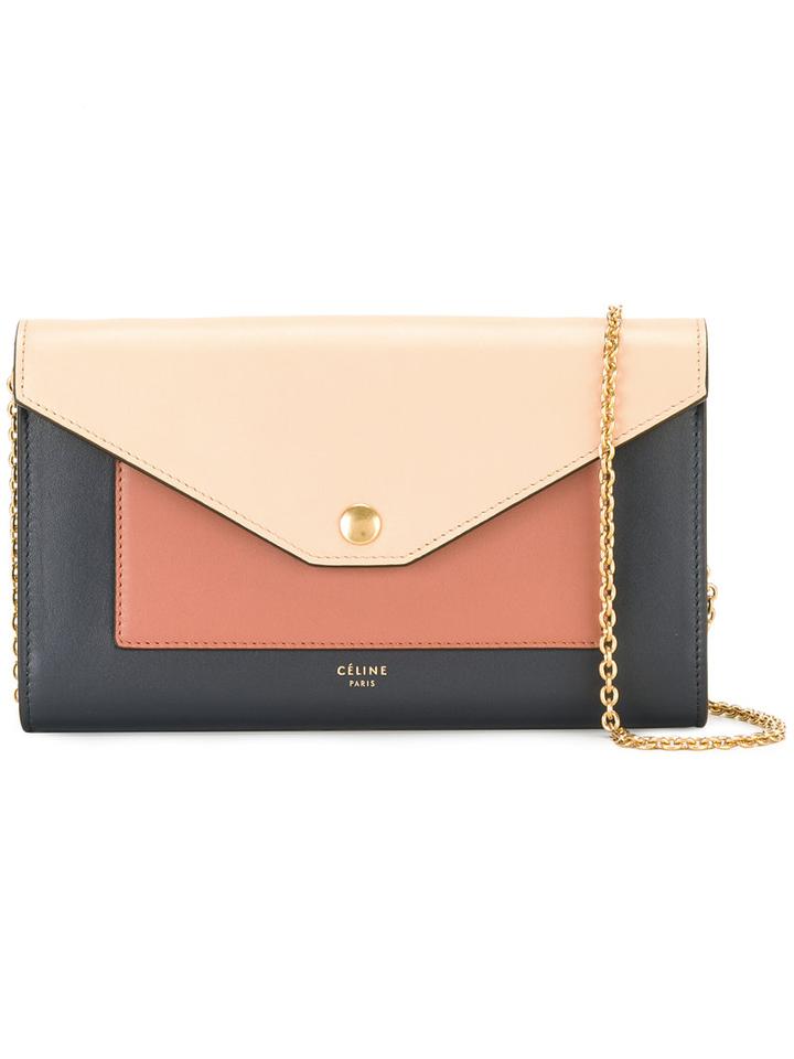 Céline Colour Block Shoulder Bag, Women's, Nude/neutrals, Calf Leather/viscose