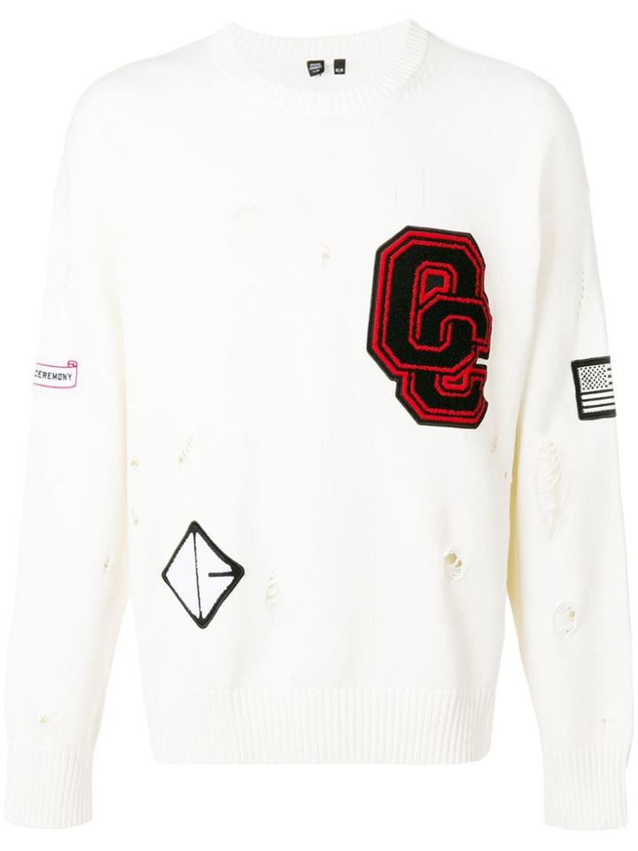 Opening Ceremony Ripped Detail Appliqué Sweater - White