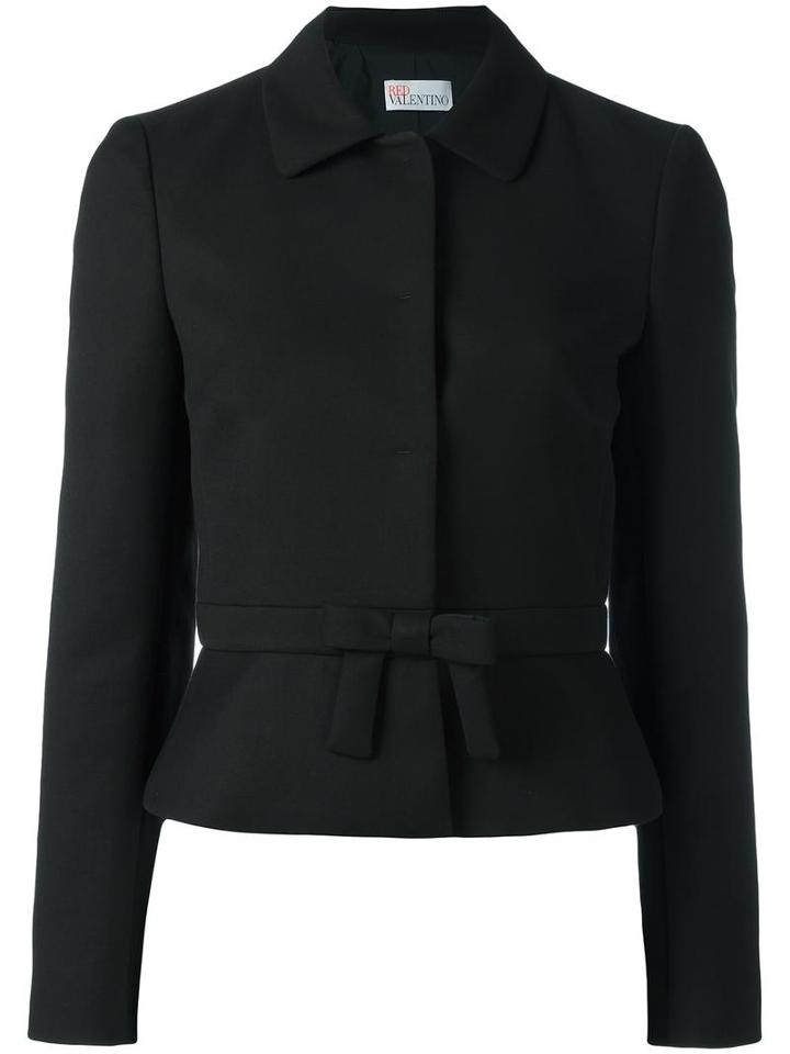Red Valentino Bow Detail Jacket, Women's, Size: 44, Black, Polyester/acetate/cotton/viscose