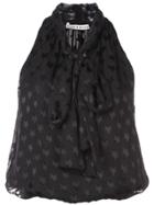 Alice+olivia Delphine Tie Neck Top - Black