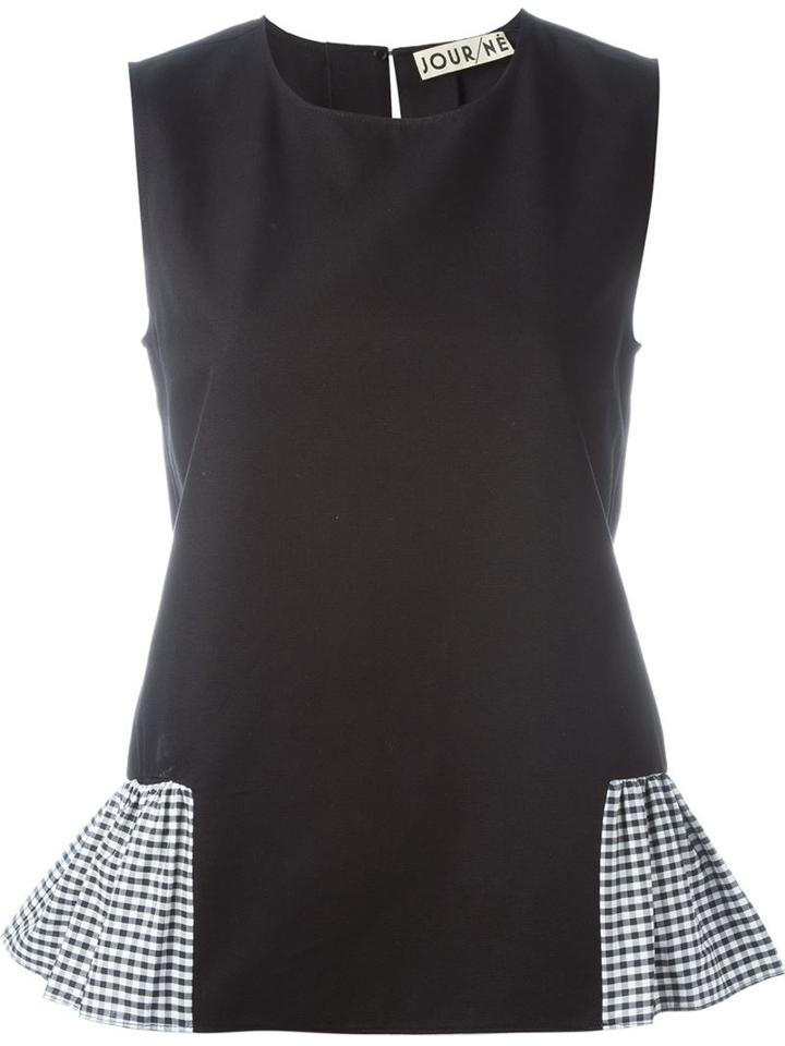 Jour/né Checked Ruffle Detail Top