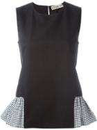 Jour/né Checked Ruffle Detail Top