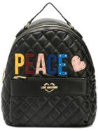 Love Moschino Peace Appliqué Quilted Backpack - Black
