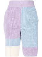 Riccardo Comi Knitted Colour Block Shorts - Pink & Purple