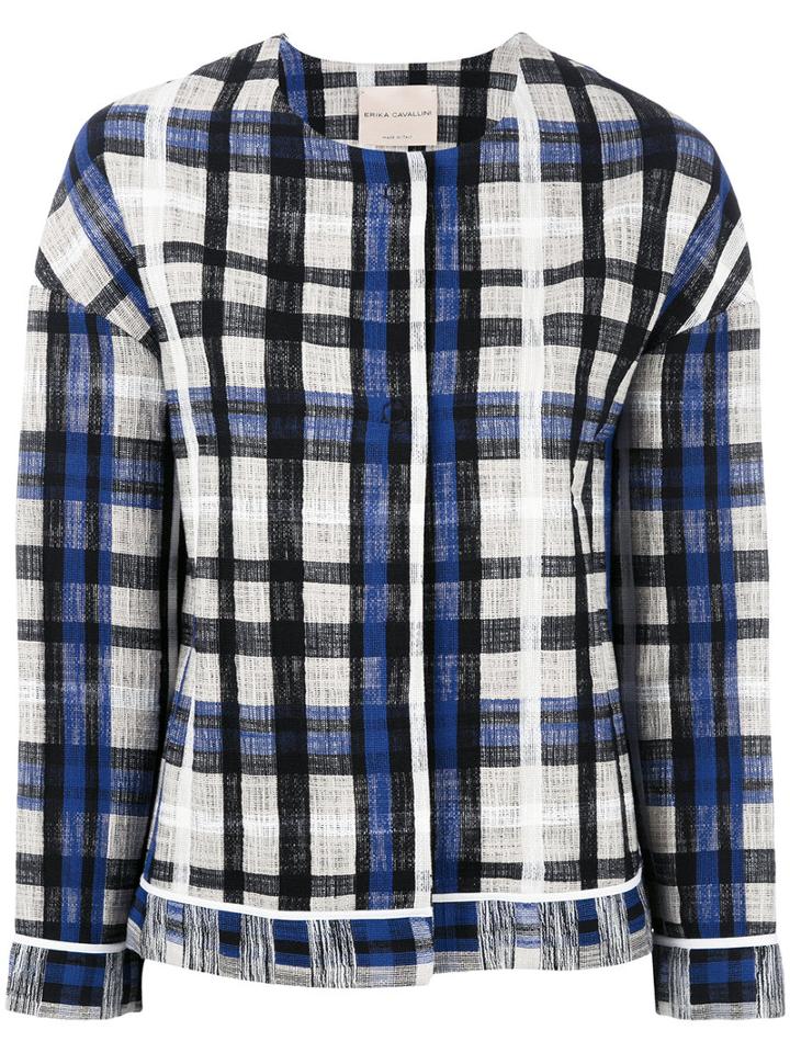 Erika Cavallini Checked Jacket, Size: 42, Cotton/polyamide/spandex/elastane