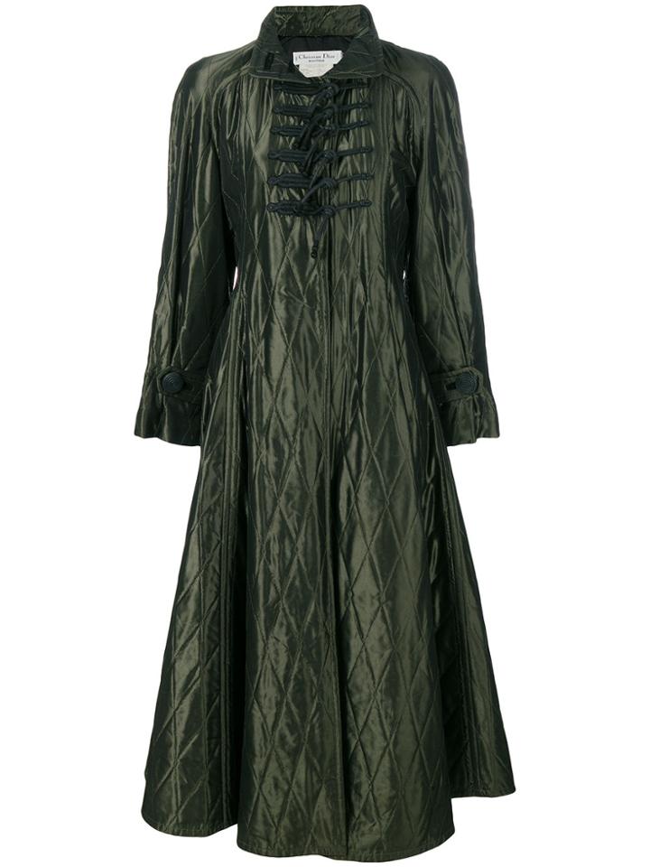 Christian Dior Vintage Padded Diamond Quilted Coat - Green