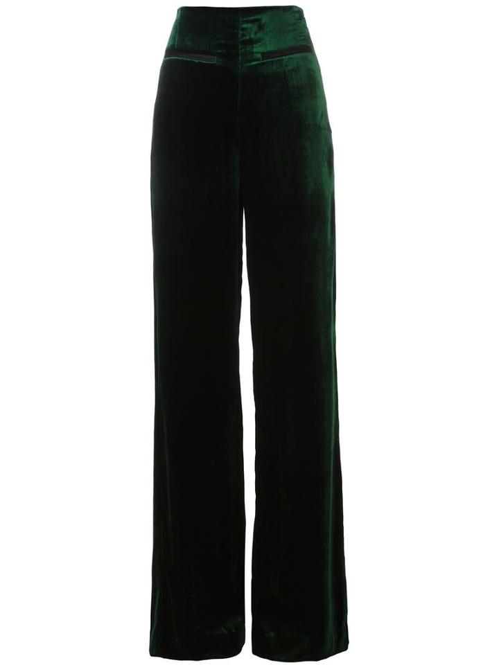 Haider Ackermann 'hiram' Velour Straight Trousers, Women's, Size: 38, Green, Cotton/acetate/rayon/silk