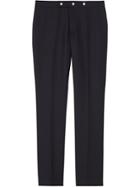 Burberry Classic Fit Triple Stud Wool Mohair Tailored Trousers - Blue