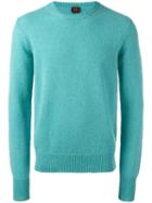 Mp Massimo Piombo Shetland Wool Classic Sweater, Men's, Size: Medium, Blue, Virgin Wool