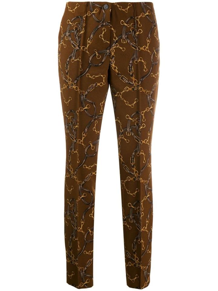 Cambio Printed Slim Fit Trousers - Brown