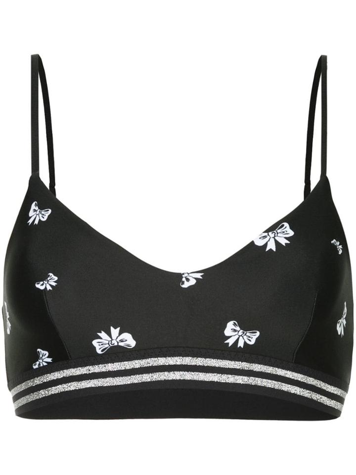 The Upside Bow Print Sports Bra - Black