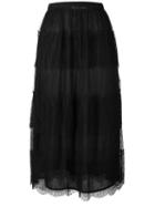 Red Valentino Chantilly Lace Long Skirt, Women's, Size: 38, Blue, Polyester/polyamide