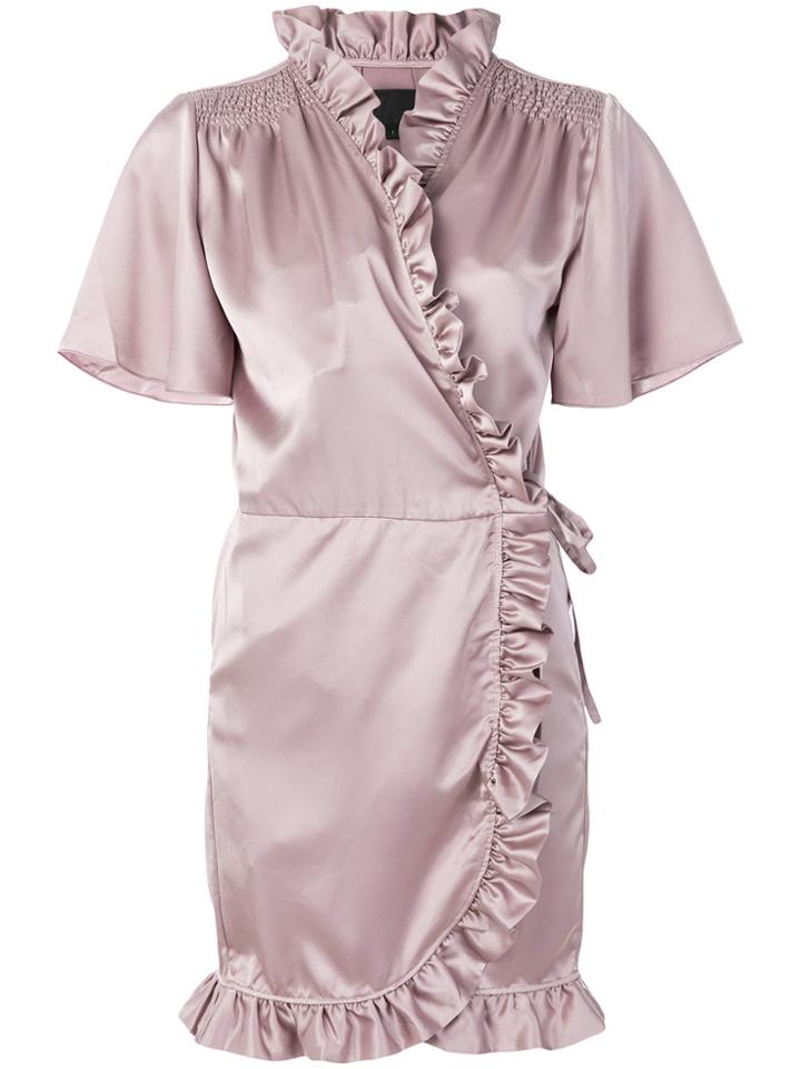 Iil7 Ruffled Wrap Dress - Pink & Purple