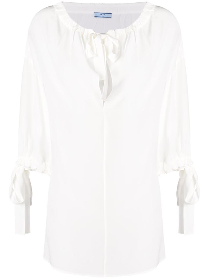 Prada Bow-tied Fitted Blouse - White