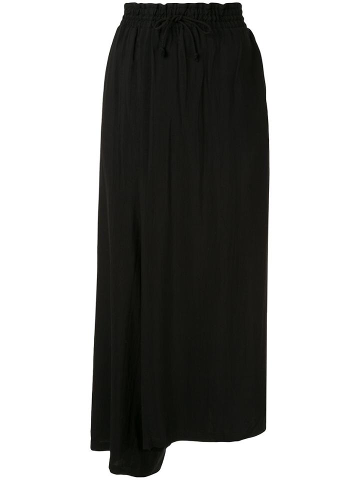 Y's Asymmetric Wide-leg Trousers - Black