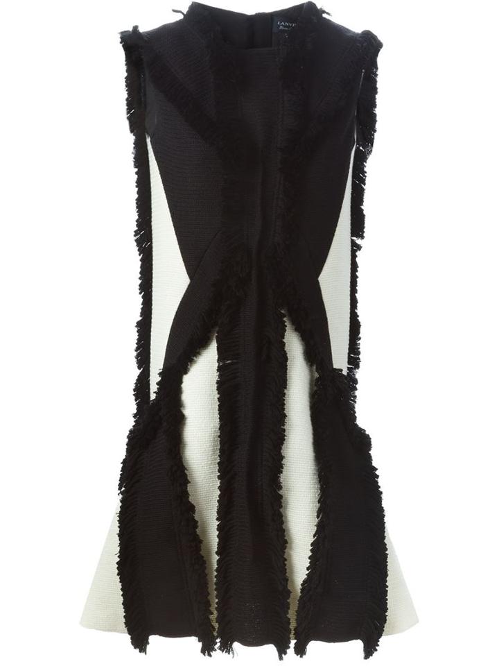 Lanvin Fringed Detail Dress, Women's, Size: 40, Black, Wool/polyamide