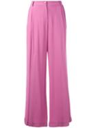 Emporio Armani - Flared Trousers - Women - Viscose - 40, Pink/purple, Viscose